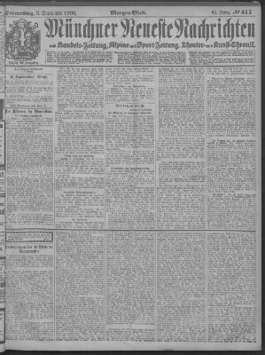 Münchner neueste Nachrichten Donnerstag 3. September 1908