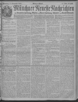 Münchner neueste Nachrichten Samstag 12. September 1908