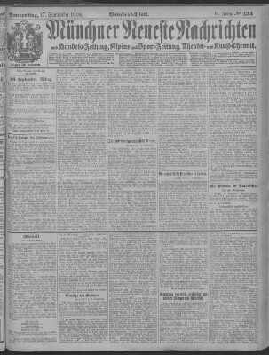 Münchner neueste Nachrichten Donnerstag 17. September 1908