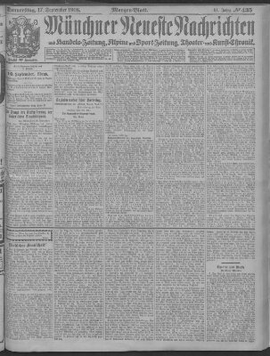 Münchner neueste Nachrichten Donnerstag 17. September 1908