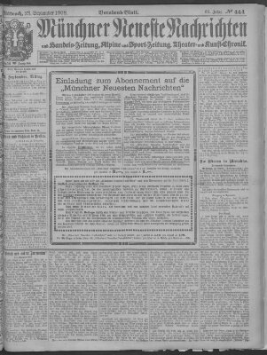 Münchner neueste Nachrichten Mittwoch 23. September 1908