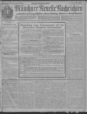 Münchner neueste Nachrichten Montag 28. September 1908