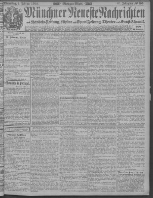 Münchner neueste Nachrichten Dienstag 4. Februar 1908