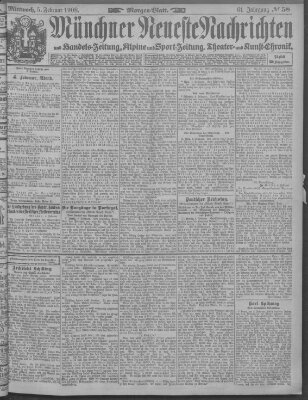 Münchner neueste Nachrichten Mittwoch 5. Februar 1908