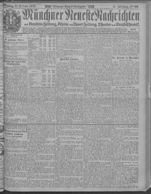 Münchner neueste Nachrichten Montag 10. Februar 1908