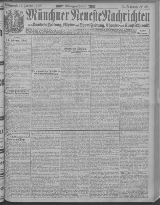 Münchner neueste Nachrichten Mittwoch 12. Februar 1908