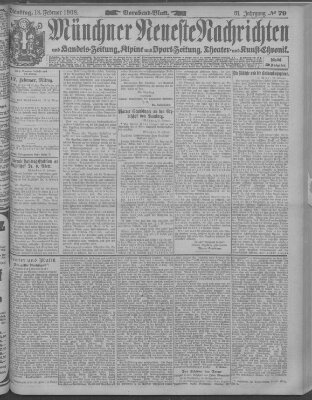 Münchner neueste Nachrichten Dienstag 18. Februar 1908