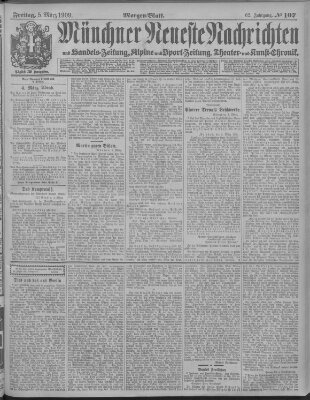 Münchner neueste Nachrichten Freitag 5. März 1909