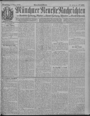 Münchner neueste Nachrichten Samstag 6. März 1909