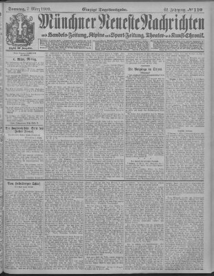 Münchner neueste Nachrichten Sonntag 7. März 1909