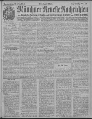 Münchner neueste Nachrichten Donnerstag 11. März 1909