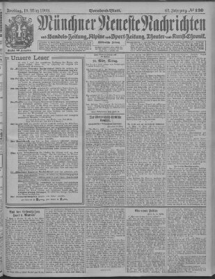 Münchner neueste Nachrichten Freitag 19. März 1909