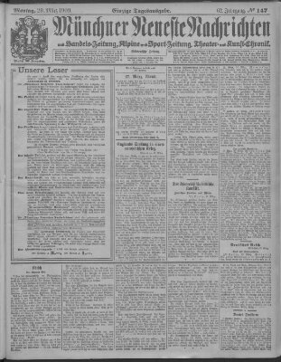 Münchner neueste Nachrichten Montag 29. März 1909