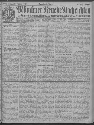 Münchner neueste Nachrichten Donnerstag 14. Januar 1909