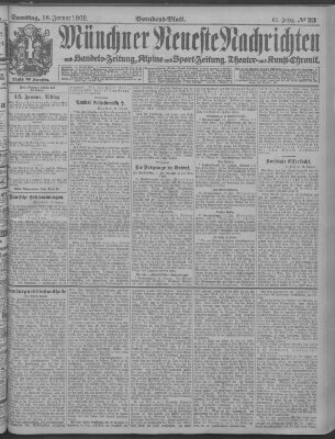 Münchner neueste Nachrichten Samstag 16. Januar 1909