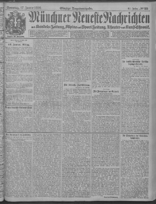 Münchner neueste Nachrichten Sonntag 17. Januar 1909