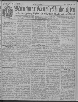 Münchner neueste Nachrichten Freitag 29. Januar 1909