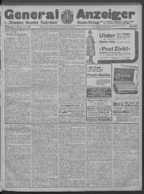 Münchner neueste Nachrichten Montag 1. November 1909