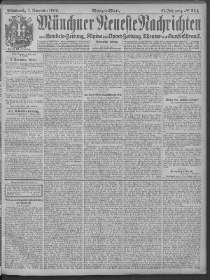 Münchner neueste Nachrichten Mittwoch 3. November 1909