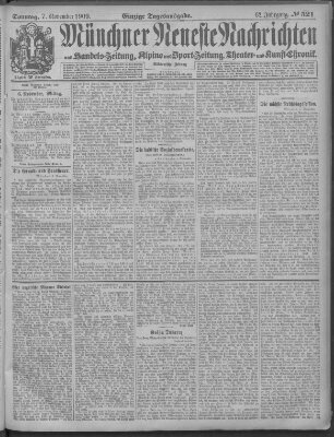 Münchner neueste Nachrichten Sonntag 7. November 1909