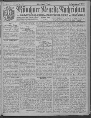 Münchner neueste Nachrichten Freitag 12. November 1909