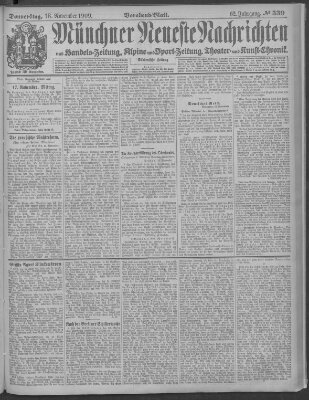 Münchner neueste Nachrichten Donnerstag 18. November 1909