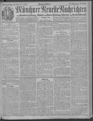 Münchner neueste Nachrichten Donnerstag 18. November 1909