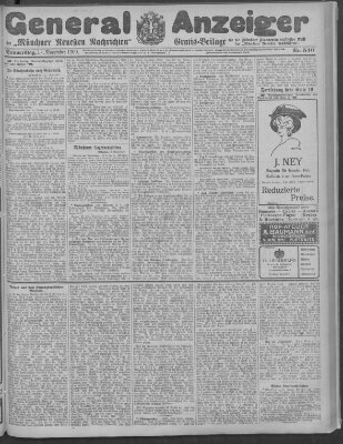 Münchner neueste Nachrichten Donnerstag 18. November 1909