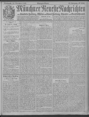 Münchner neueste Nachrichten Mittwoch 24. November 1909