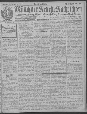 Münchner neueste Nachrichten Freitag 26. November 1909