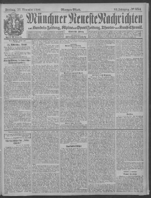 Münchner neueste Nachrichten Freitag 26. November 1909