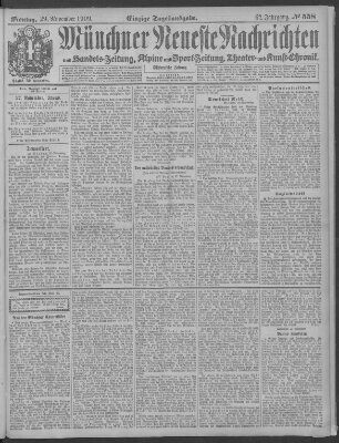 Münchner neueste Nachrichten Montag 29. November 1909