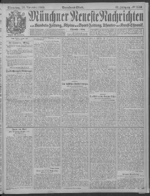 Münchner neueste Nachrichten Dienstag 30. November 1909