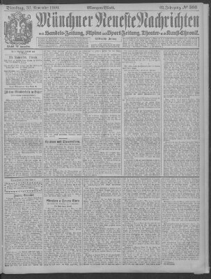 Münchner neueste Nachrichten Dienstag 30. November 1909