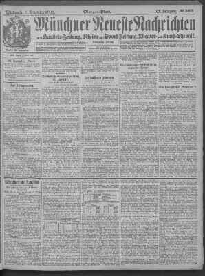 Münchner neueste Nachrichten Mittwoch 1. Dezember 1909