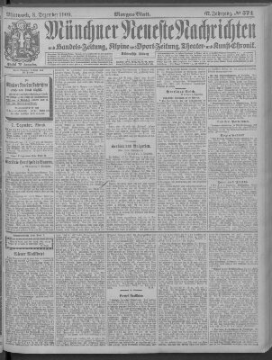 Münchner neueste Nachrichten Mittwoch 8. Dezember 1909