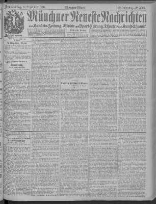 Münchner neueste Nachrichten Donnerstag 9. Dezember 1909