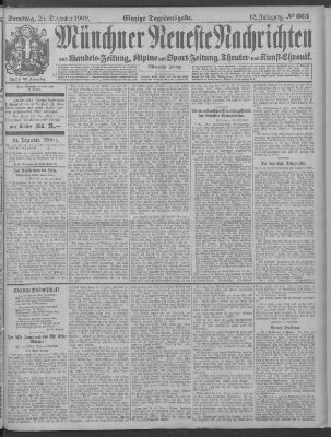 Münchner neueste Nachrichten Samstag 25. Dezember 1909