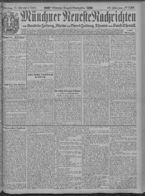 Münchner neueste Nachrichten Sonntag 17. November 1907