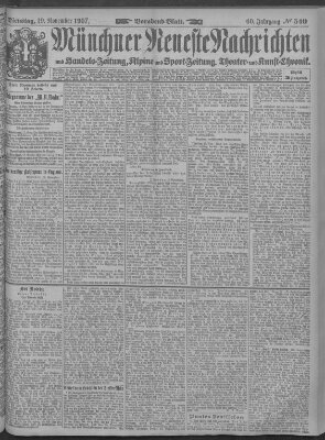 Münchner neueste Nachrichten Dienstag 19. November 1907