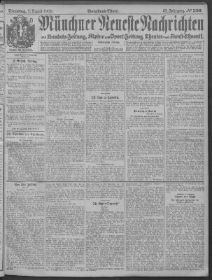 Münchner neueste Nachrichten Dienstag 3. August 1909