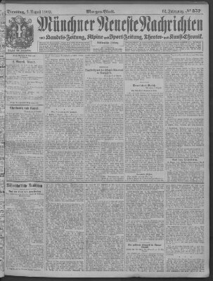 Münchner neueste Nachrichten Dienstag 3. August 1909