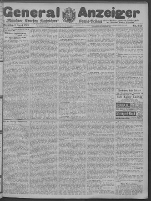 Münchner neueste Nachrichten Dienstag 3. August 1909