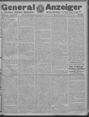 Münchner neueste Nachrichten Samstag 7. August 1909