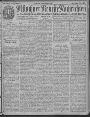 Münchner neueste Nachrichten Montag 9. August 1909