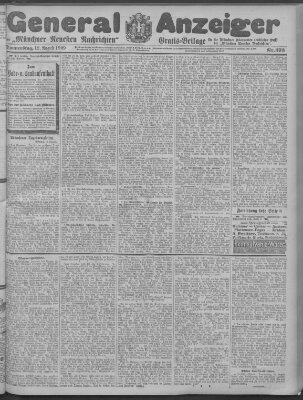 Münchner neueste Nachrichten Donnerstag 12. August 1909