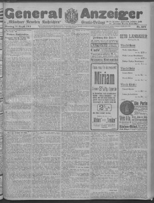 Münchner neueste Nachrichten Montag 16. August 1909