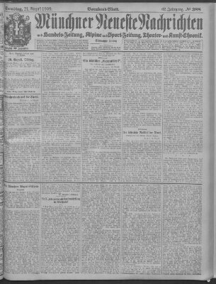 Münchner neueste Nachrichten Samstag 21. August 1909