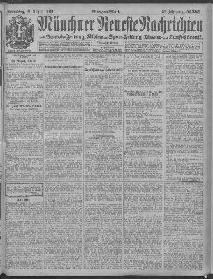 Münchner neueste Nachrichten Samstag 21. August 1909