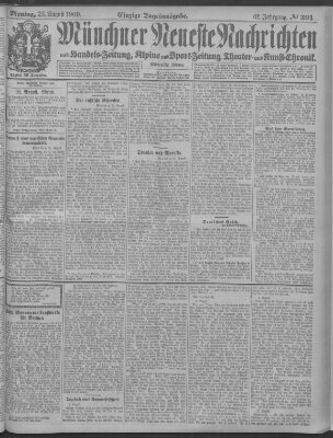 Münchner neueste Nachrichten Montag 23. August 1909